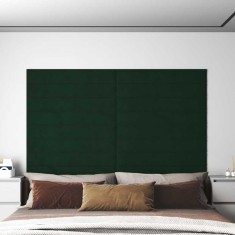 vidaXL Panouri de perete 12 buc. verde &icirc;nchis 90x15 cm catifea 1,62 m&sup2;