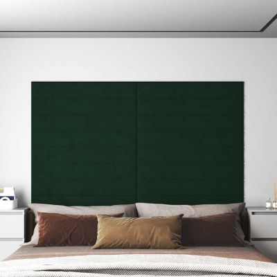 vidaXL Panouri de perete 12 buc. verde &amp;icirc;nchis 90x15 cm catifea 1,62 m&amp;sup2; foto