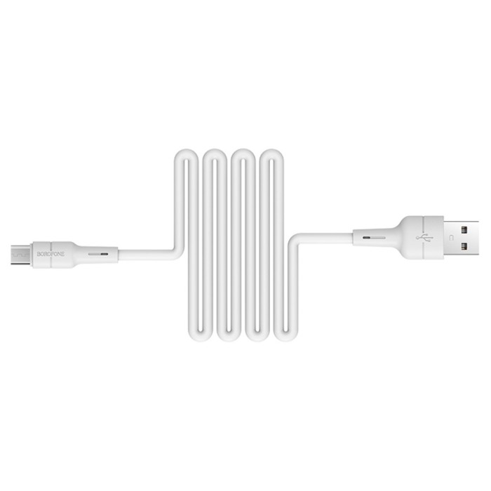Cablu Date &amp; Incarcare MicroUSB 2.4A (Alb) 1 Metru Borofone Silicone BX30