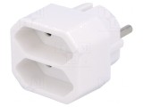 Conector Alimentare AC Splitter Alb 2x Soclu, Logilink