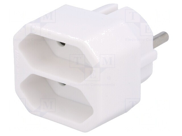 Conector Alimentare AC Splitter Alb 2x Soclu