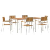 vidaXL Set dining pentru exterior 7 pcs Maro Lemn Solid de Acacia 3334794