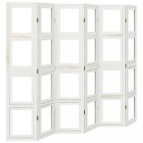 Cumpara ieftin Paravan camera 6 panouri, alb, lemn masiv paulownia