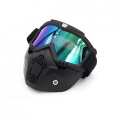 Masca protectie fata plastic dur + ochelari ski, lentila multicolora, model MD03 foto