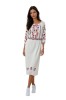 Rochie dama casual RL25 alb/rosu , marimea 3XL, Bumbac