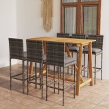 Cumpara ieftin Set mobilier de bar de grădină cu perne, 7 piese, gri