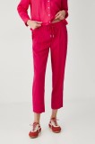 Medicine pantaloni din in culoarea roz, fason chinos, medium waist