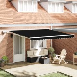 Marchiză manuală retractabilă vidaXL cu LED Negru 400x300 cm