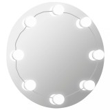 Cumpara ieftin Oglinda de perete cu lumini LED, sticla, rotunda
