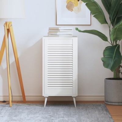 vidaXL Ușă de dulap design lambriu, alb, 69x39,4 cm, lemn masiv pin foto