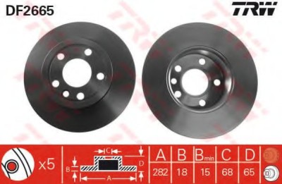 Disc frana VW TRANSPORTER IV bus (70XB, 70XC, 7DB, 7DW, 7DK) (1990 - 2003) TRW DF2665 foto