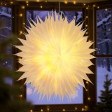 Lumină de Crăciun cu stea din h&acirc;rtie 3D, alimentată cu baterii, cu temporizator &ndash; 60cm