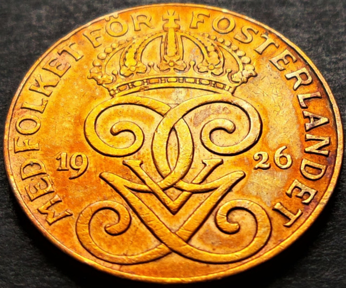 Moneda istorica 2 ORE - SUEDIA, anul 1926 *cod 5260 - bronz