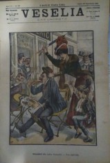 Ziarul Veselia : SCANDALUL DIN CALEA VICTORIEI - gravura, 1906 foto