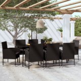 VidaXL Set mobilier pentru grădină, 9 piese, negru