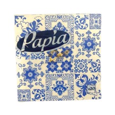 Set 20 Servetele Decorative PAPIA, 3 Straturi, 33x33 cm, Alb/Albastru, Pachete Servetele Decorative, Servetele Decorative cu Modele, Servetele Evenime foto