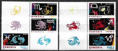 B0323 - Romania 2001 - Zodiac 6v.cu vigneta ,neuzat,perfecta stare foto