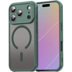 Husa Matte MagSafe pentru IPhone 17 Pro, protectie completa, contur verde