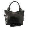 Geanta dama neagra piele naturala vachetta umar casual P165 Italia 35x12x28cm