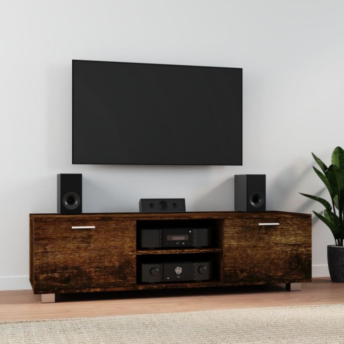 vidaXL Comodă TV, stejar fumuriu, 140x40,5x35 cm, lemn prelucrat 342626