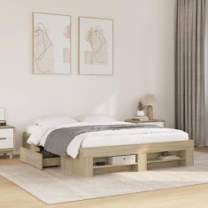 vidaXL Cadru pat fără saltea stejar sonoma, 160x200 cm, lemn prelucrat 3295459