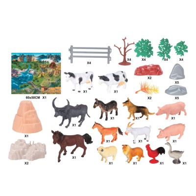 Set Figurine Animale, Model Ferma, 50 Bucăți, Multicolor foto