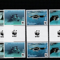 Rarotonga 2016-Fauna,WWF,Testoase,2 serii 4 valori cu o vigneta WWF,MNH,Mi,50-53