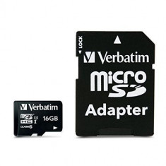 Card de memorie Verbatim MicroSDHC cu adaptor, 16GB, Class 10, 44082