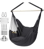 Hamac suspendabil stil cuib pentru interior sau exterior cu kit de ansamblare, gri inchis, Oem