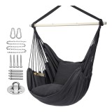 Hamac suspendabil stil cuib pentru interior sau exterior cu kit de ansamblare, gri inchis
