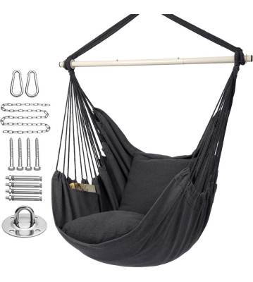 Hamac suspendabil stil cuib pentru interior sau exterior cu kit de ansamblare, gri inchis foto