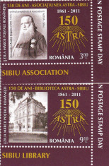 2011 LP1908 ZIUA MARCII POSTALE BIBLIOTECA ASTRA SIBIU SERIE MNH foto