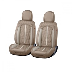 Huse auto premium 5 locuri Carguard Deluxe piele ecologica perforata - maro deschis - crem Best CarHome