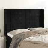 VidaXL Tăblie de pat cu aripioare, negru, 147x16x118/128 cm, catifea