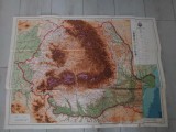 Harta veche 1971,THE SOCIALIST REPUBLIC OF ROMANIA,,PHYSICAL MAP,,-83 cm/60,5 cm