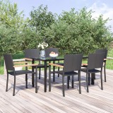 vidaXL Set mobilier de grădină, 7 piese, negru, poliratan 3156681