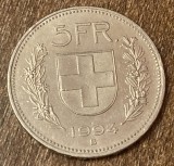 C50 - Moneda foarte veche - Elvetia - 5 franci - 1994