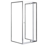 Cabina de dus asimetrica Leziter Flexi 80x90 cm, sticla securizata transparenta, profil argintiu