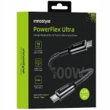 Innostyle Powerflex Ultra Cablu Usb-C Cu &Icirc;ncărcare Rapidă Thunderbolt 10Gbps 100W Kevlar 100W Kevlar 2M Negru