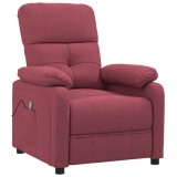 vidaXL Fotoliu rabatabil de masaj, roșu vin, material textil