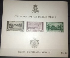 TIMBRE ROMANIA LP 133 1939 CENTENARUL NASTERII REGELUI CAROL I COLITA MNH NEDANTELATA