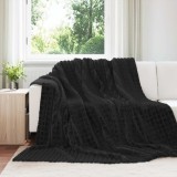 vidaXL Set 6 Pături Plaid Molton Negre 270x240 cm, Super Moale, Calduroase, Confortabile pentru Canapea, Pat, Living, Dormitor
