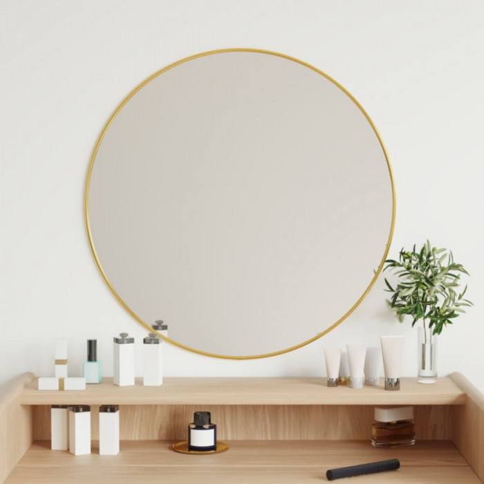 vidaXL Oglindă de perete rotundă, auriu, &Oslash; 60 cm