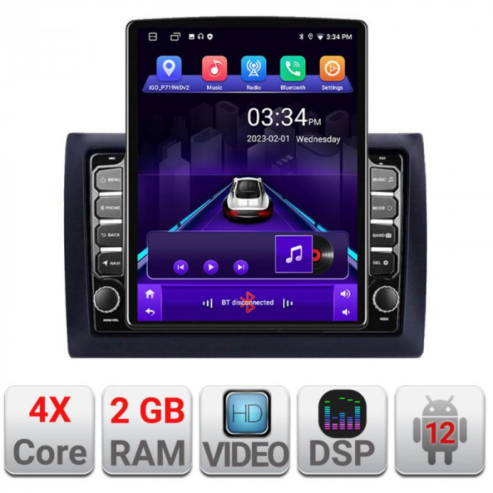 Navigatie dedicata Fiat Stilo K-STILO ecran tip TESLA 9.7&quot; cu Android Radio Bluetooth Internet GPS WIFI 2+32 DSP Quad Core CarStore Technology
