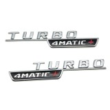 Set 2 embleme Turbo 4Matic + , pentru aripa Mercedes, chrom