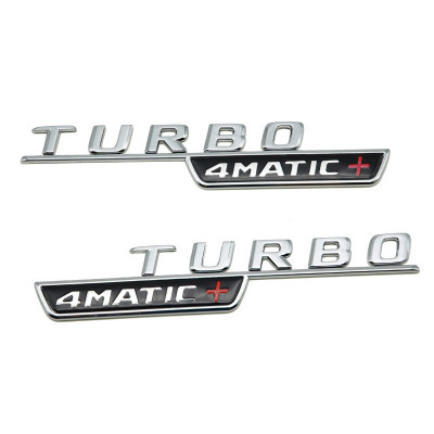 Set 2 embleme Turbo 4Matic + , pentru aripa Mercedes, chrom foto