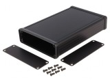 Carcasă din aluminiu neagră cu panou 103x160x30mm