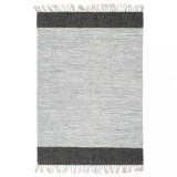Cumpara ieftin Covor Chindi țesut manual, gri și negru, 160 x 230 cm, piele
