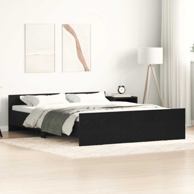 vidaXL Cadru pat fără saltea, stejar negru, 150x200 cm, lemn prelucrat 3329320 foto