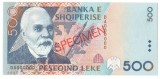 SV * Albania 500 LEKE 1996 * SPECIMEN ! RAR ! UNC !